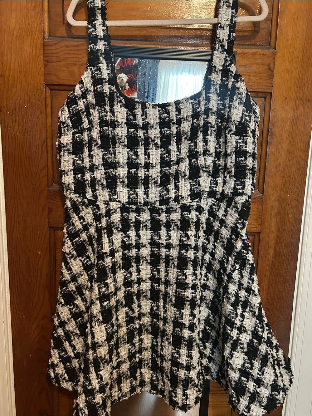 Eloquii Black and White Tweed Fit-and-Flare Mini Dress